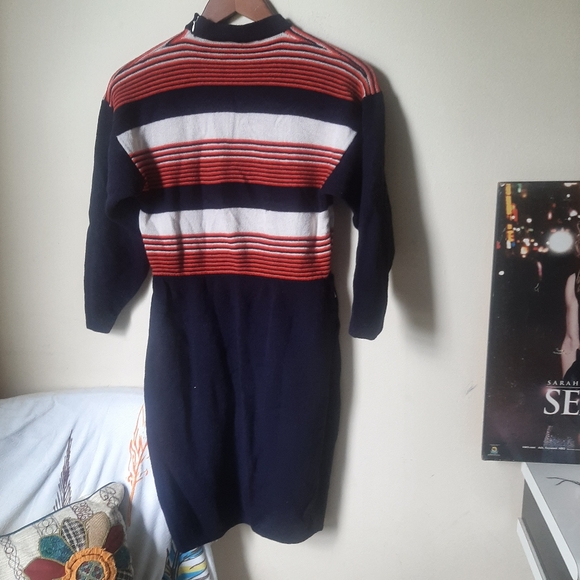 RARE St. John Neiman Marcus Collab Wool 1960s 1970s Striped Dress - Picture 10 of 11
